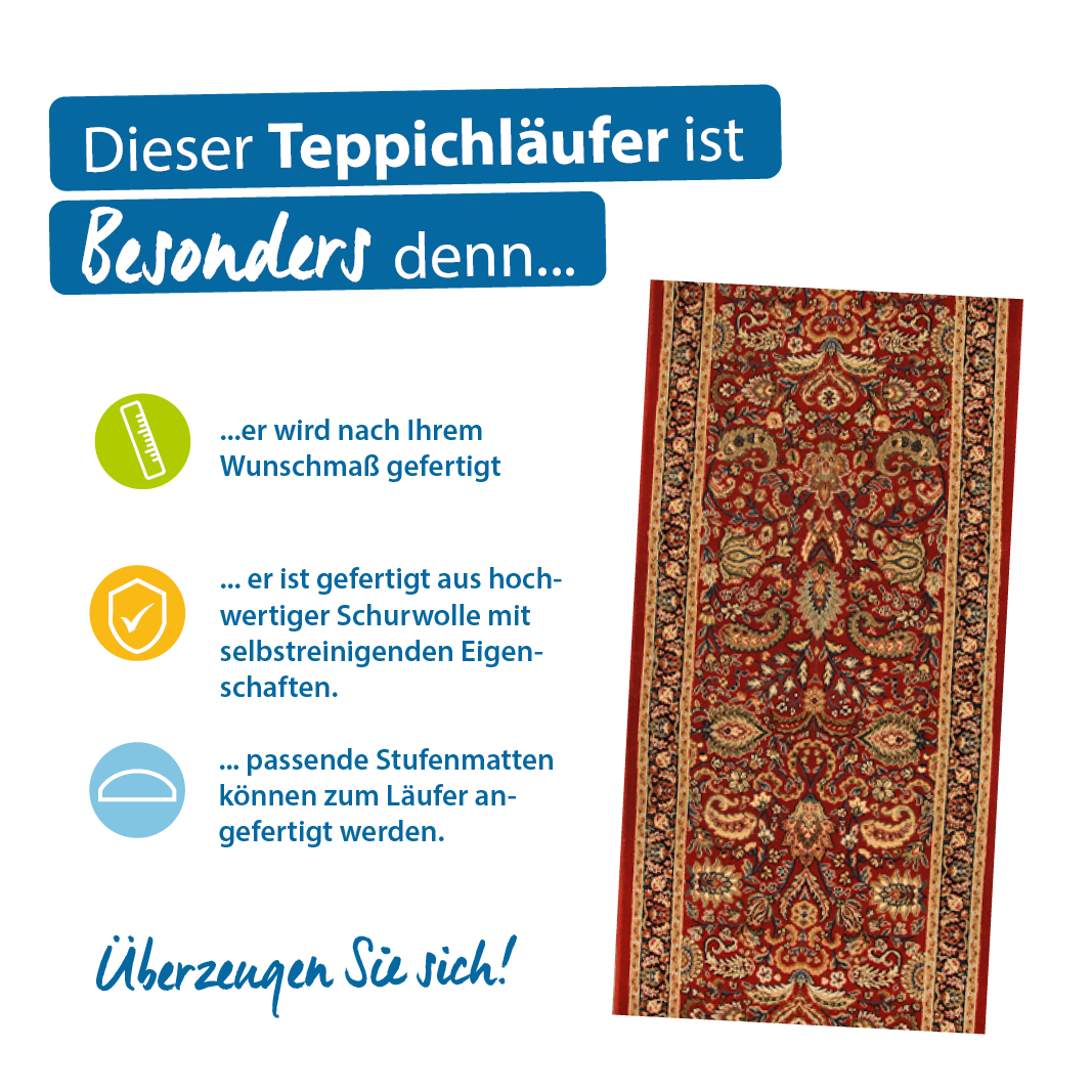 Teppichläufer Diamond Meterware hochwertiger Wollvelours klassisches Design