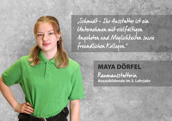Portrait Maya Dörfel, Raumausstatterin.