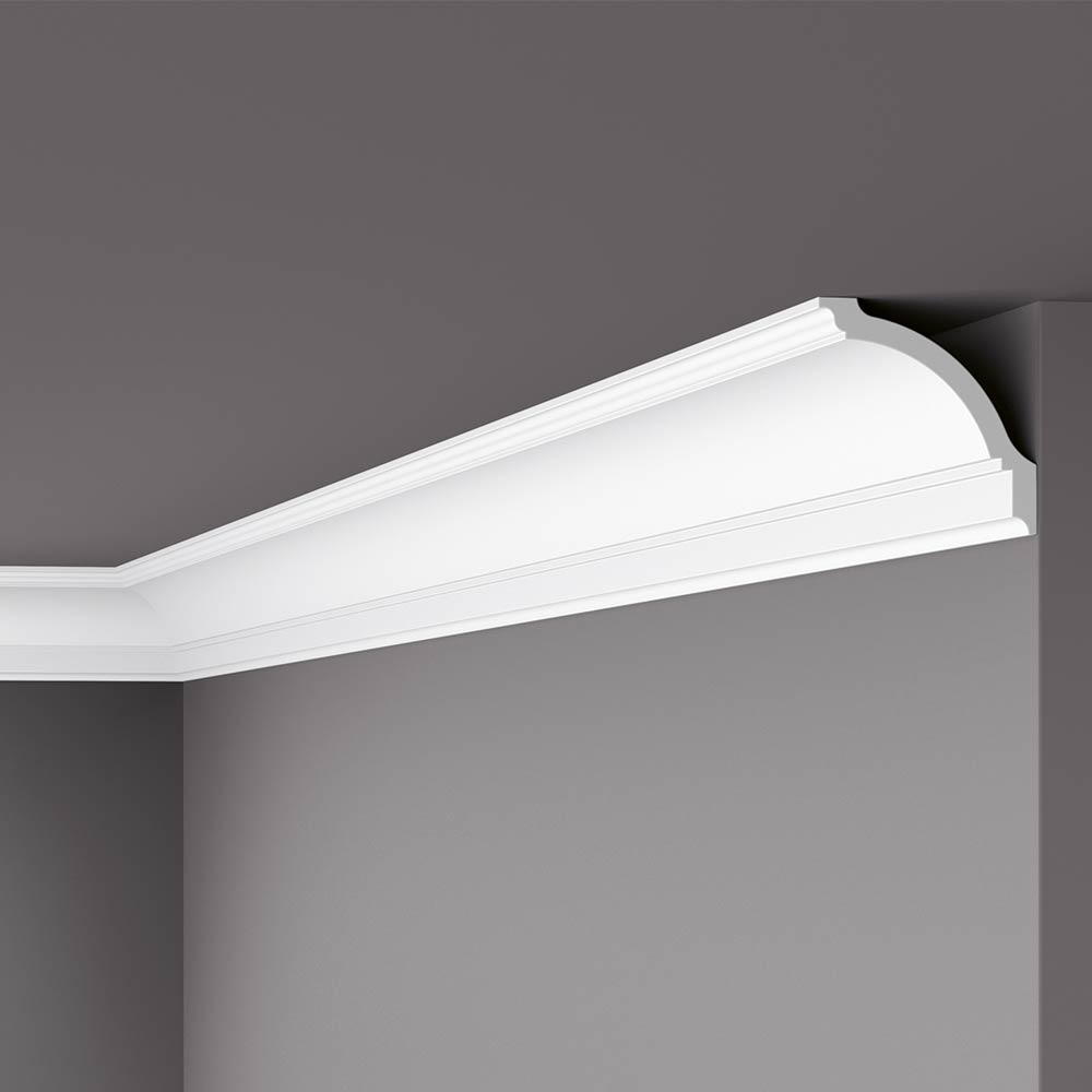 Deckenleiste Stuckleiste gundiert leichte Montage weiß 100x100x2000mm Nomastyl GP