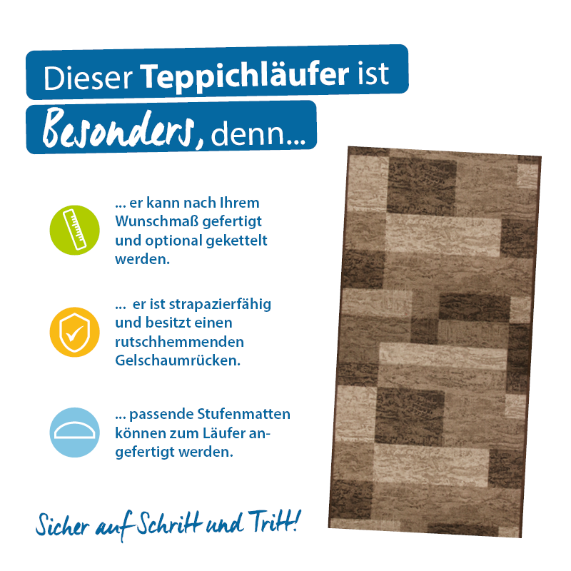 Teppichläufer Icona Meterware Feinschlingen modernes Design