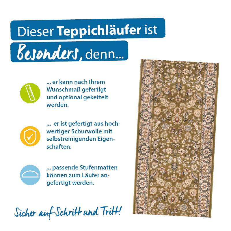 Teppichläufer Diamond Meterware hochwertiger Wollvelours klassisches Design