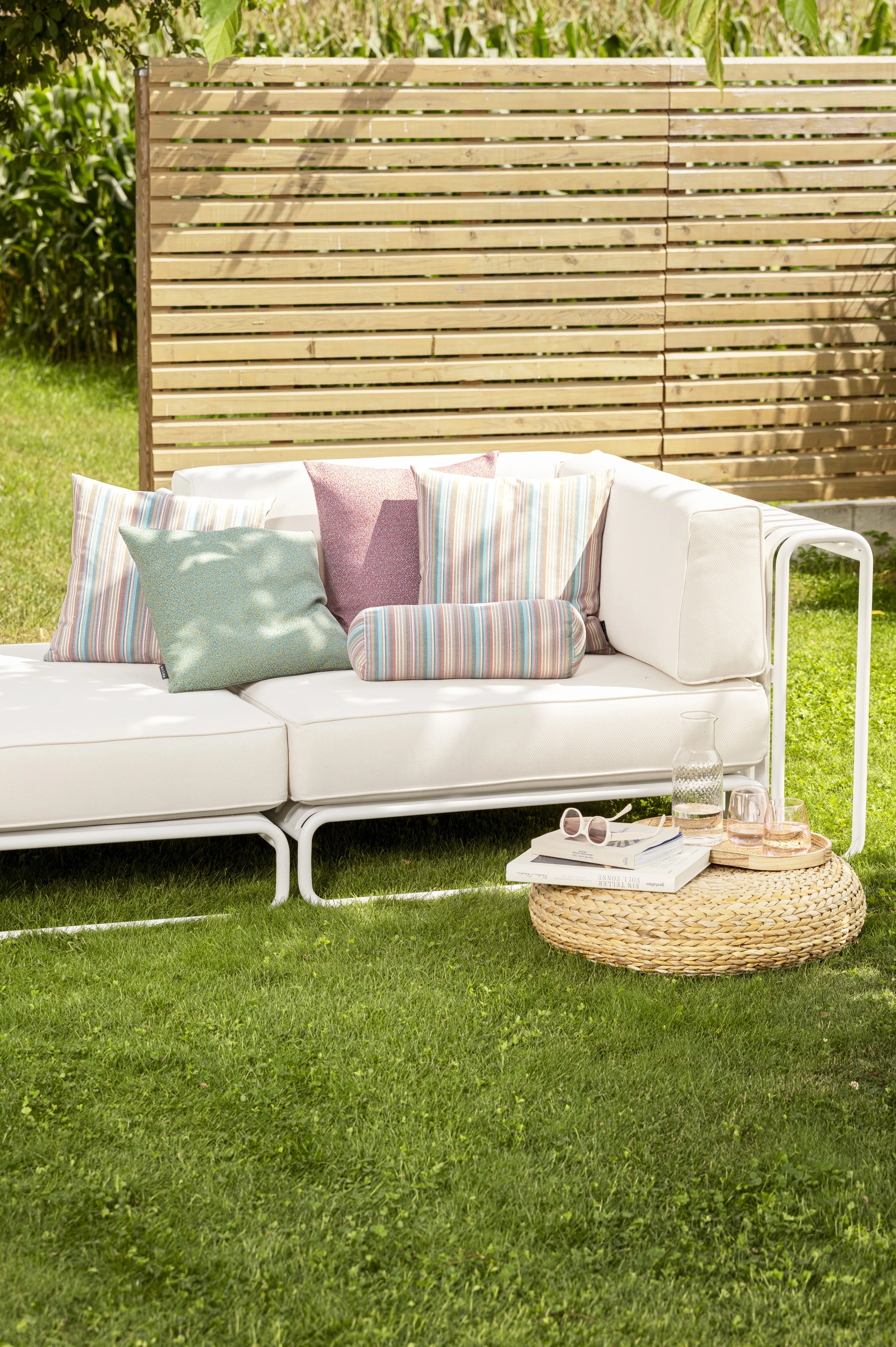 Kissenbezug pastellbunt gestreift Outdoor 45 x 45 cm