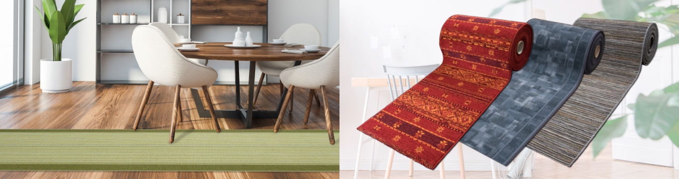 Beispiel, wie Teppichläufer im Wohnzimmer genutzt werden können.