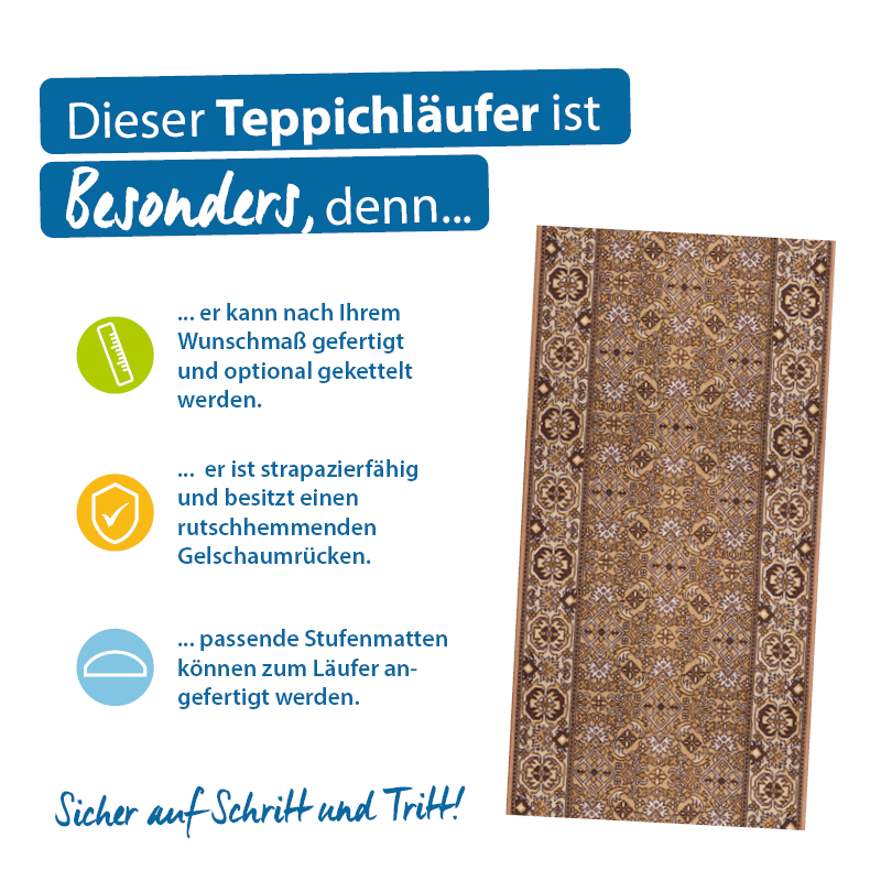 Teppichläufer Bidjar Meterware Feinschlingen klassisches Design