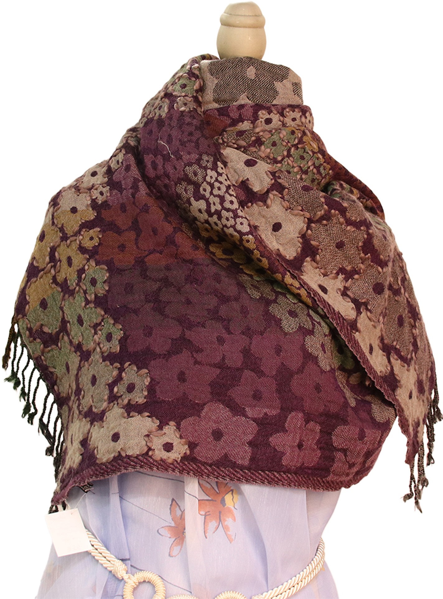 Kashmir Schal Indien aus Kaschmir Wolle lila/beige