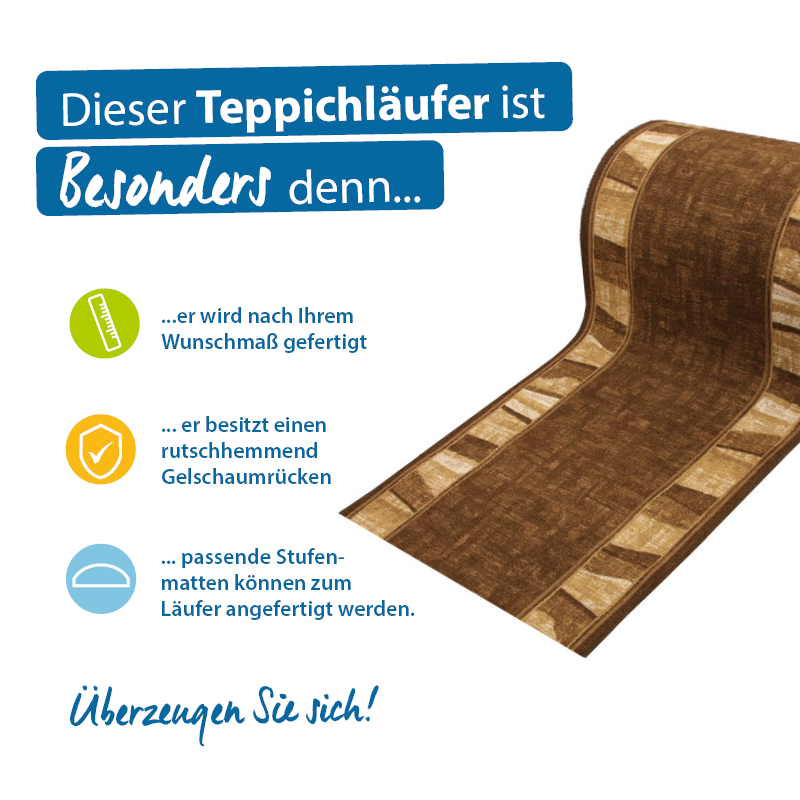 Teppichläufer Linea Meterware Feinschlingen modernes Design