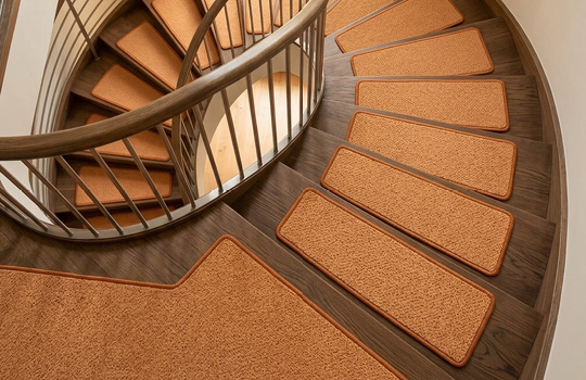 Stufenmatten in Sonderform auf einer Wendeltreppe