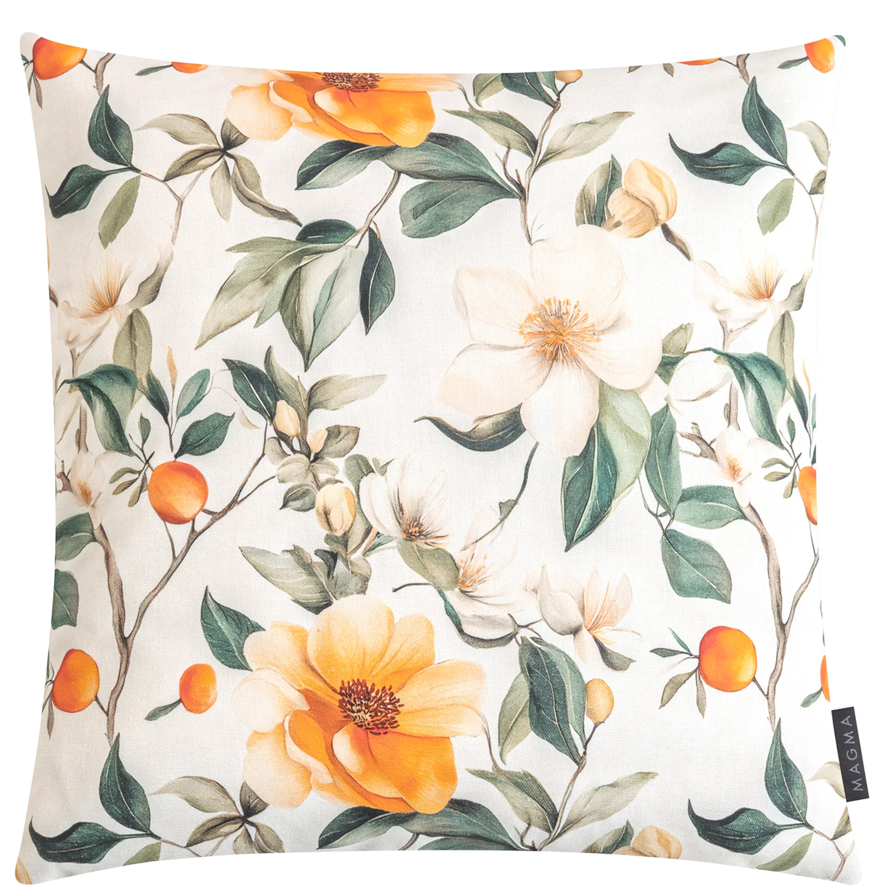 Kissenbezug mit floralem Muster und Blättern 50 x 50 cm