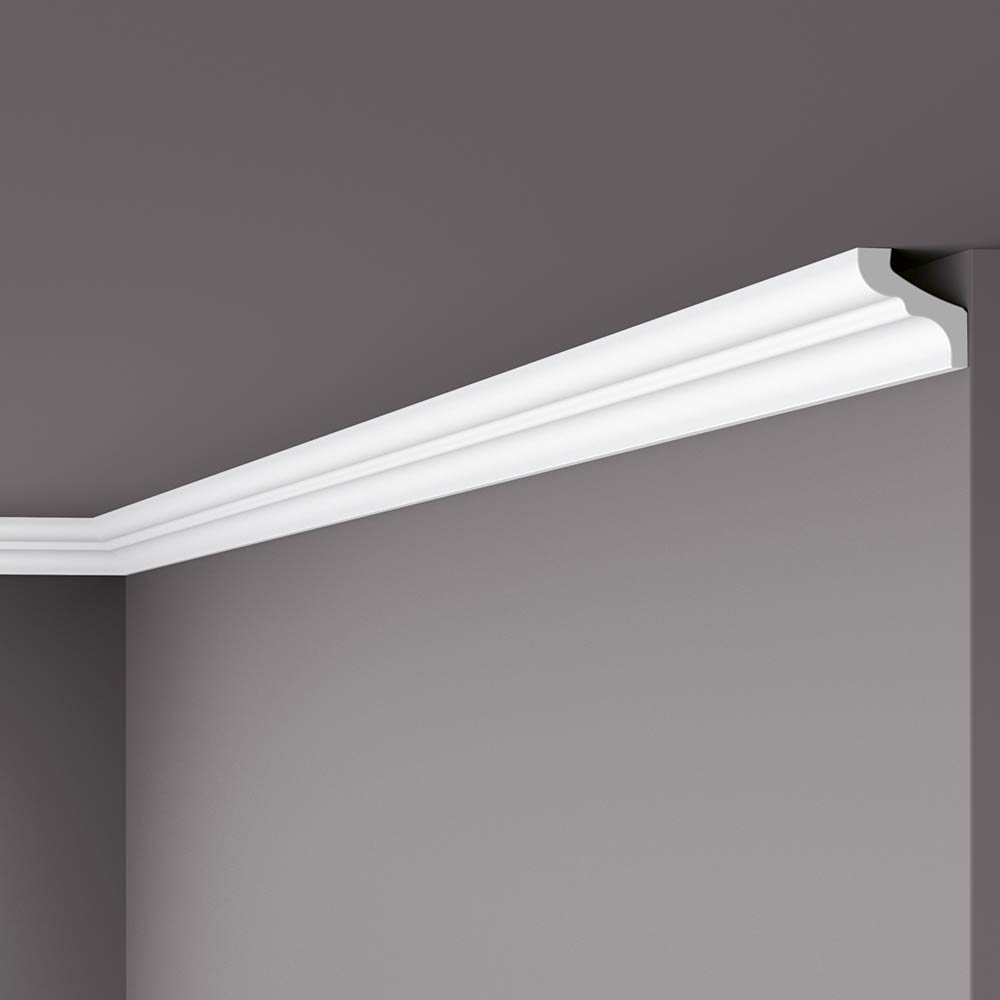 Deckenleiste Stuckleisten grundiert leichte Montage 33x33x2000mm  Decke  Nomastyl F