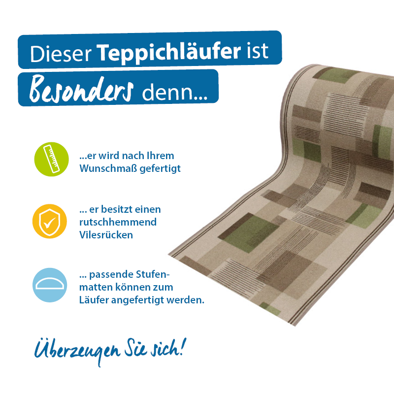 Teppichläufer Listra Meterware Feinschlingen modernes Design