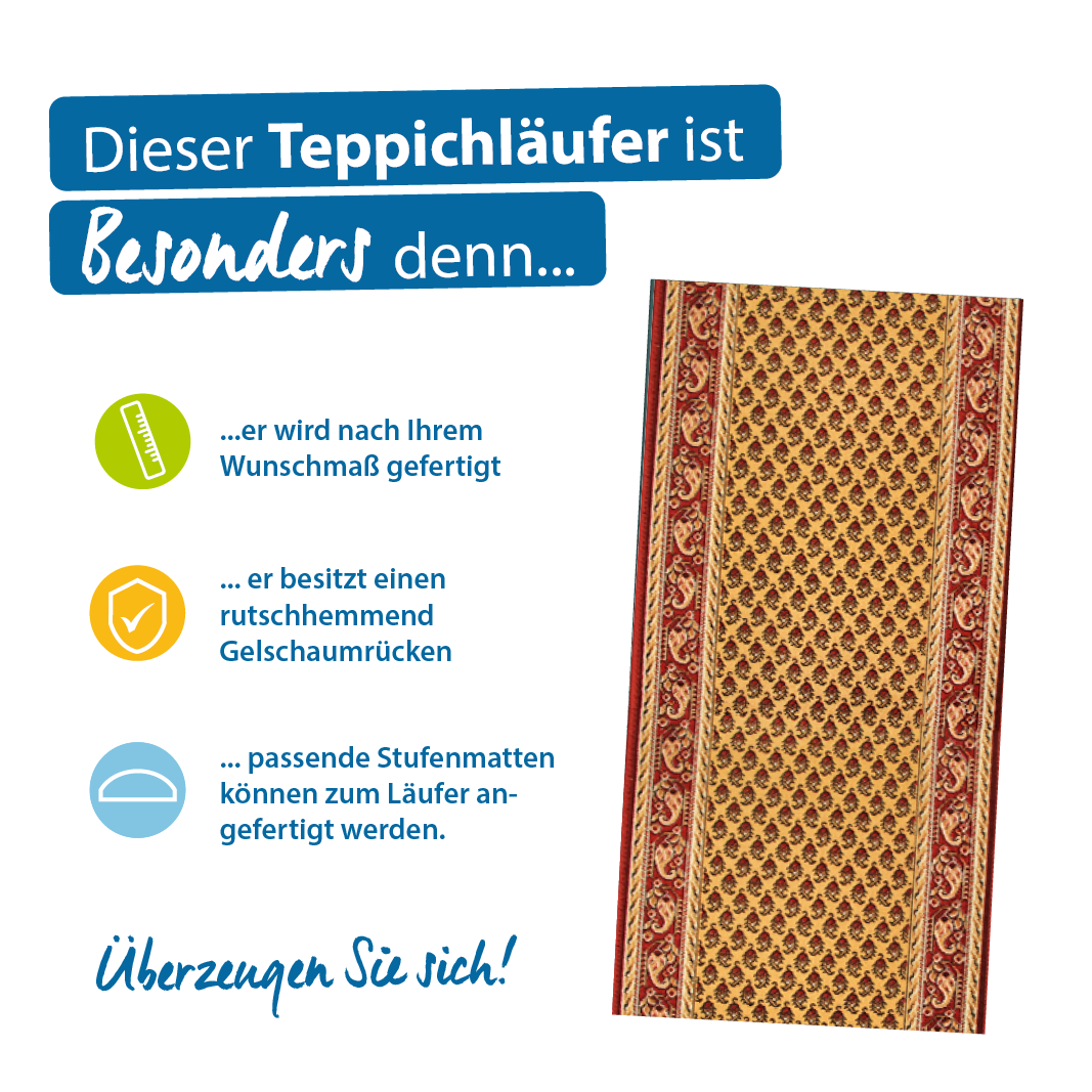 Teppichläufer Inca Meterware Feinschlingen klassisches Design