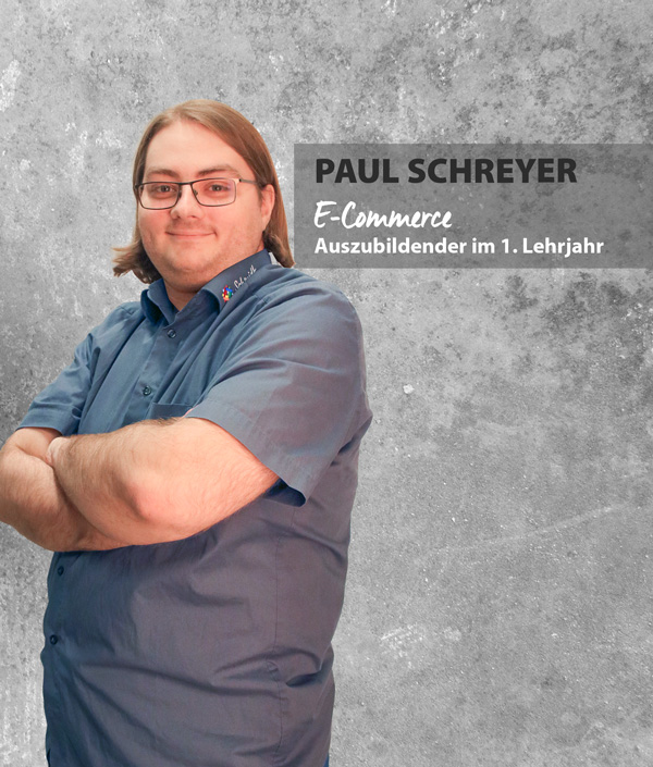 Portrait Paul Schreyer, Auszubildender im E-Commerce.