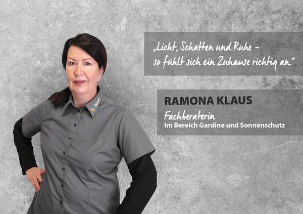 Portrait Ramona Klaus, Fachberaterin im Bereich Gardine und Sonnenschutz