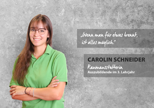 Portrait Carolin Schneider, Raumausstatterin.
