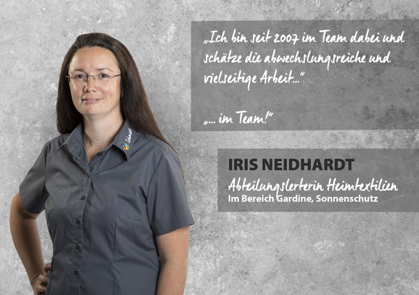 Portrait Iris Neidhart, Abteilungsleiterin von Heimtextilien.