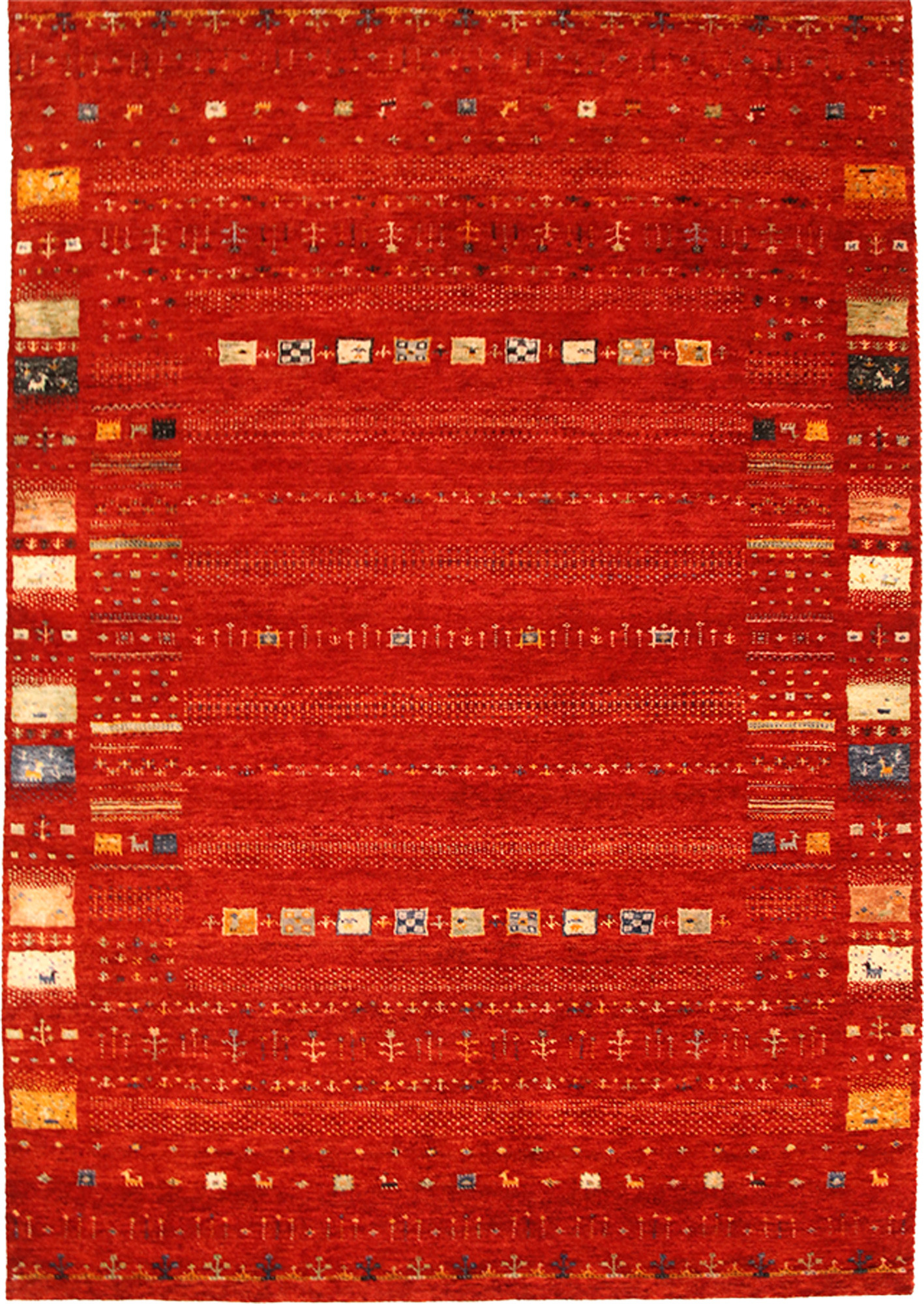 Original Handgeknüpfter Teppich Lori LR08P rot im traditionellem Lori Muster