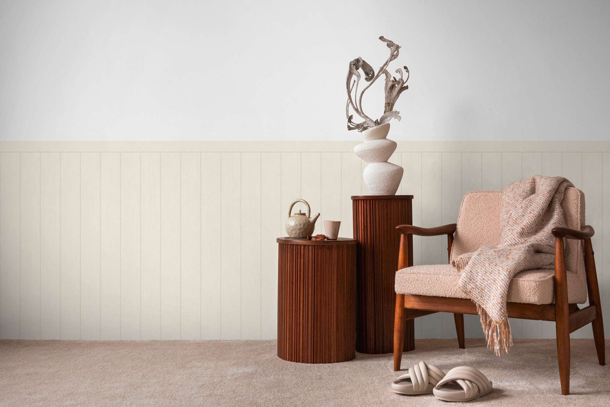 Vliestapete Wallpanel Wandpaneel Holzbalken-Optik 398032