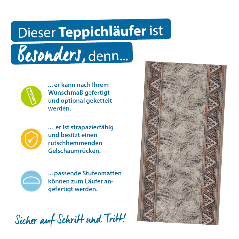 Teppichläufer Eiger Meterware Feinschlingen klassisches Design