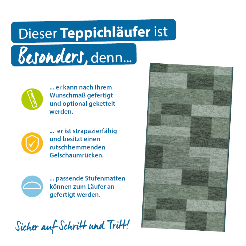 Teppichläufer Icona Meterware Feinschlingen modernes Design