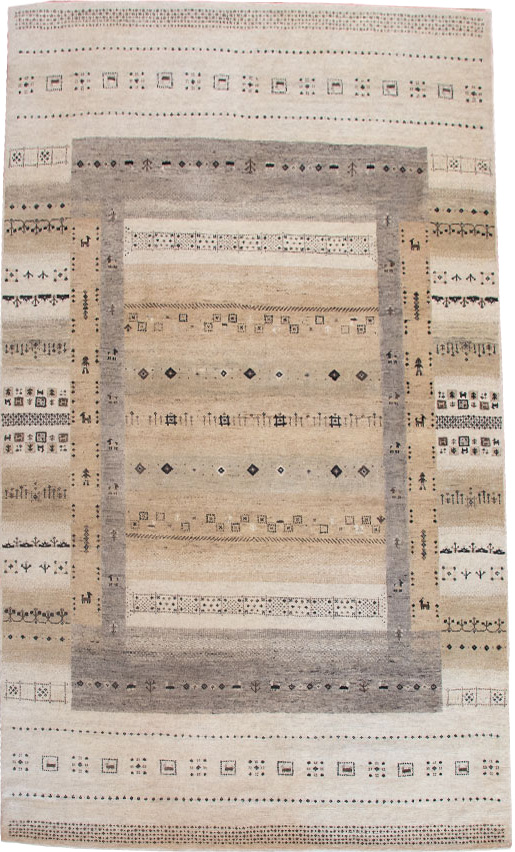 Original Handgeknüpfter Teppich aus Indien Lori MC03 creme/grau Zeichen aus Schurwolle 307 x 198 cm