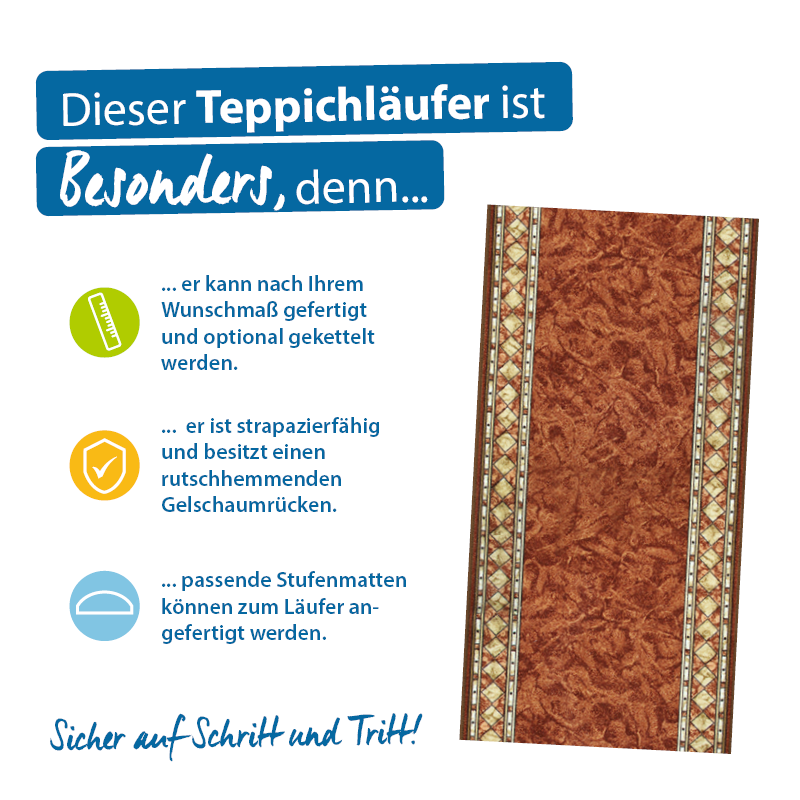 Teppichläufer Cheops Meterware Feinschlingen klassisches Design