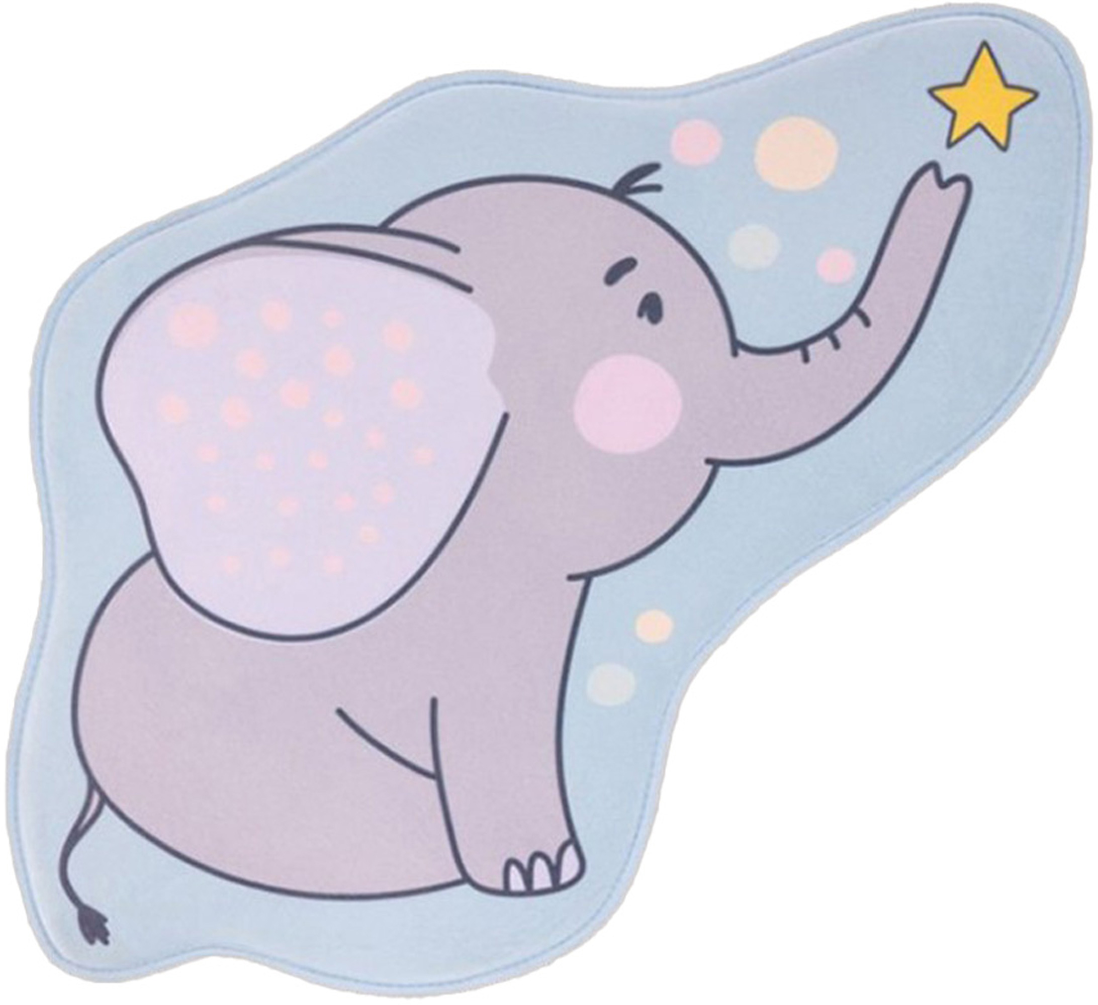 Kinderteppich Milena Elefant Pastellfarben niedlich Freiform 60 x 60cm