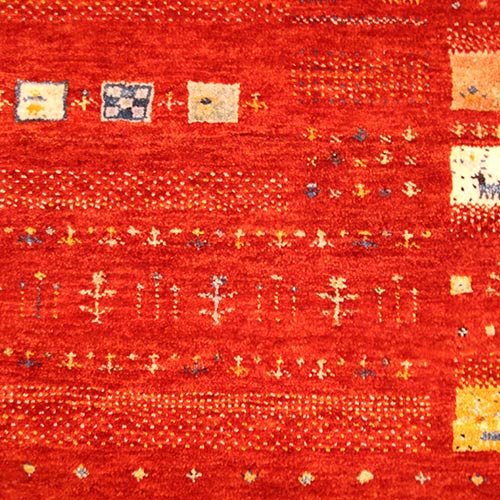 Original Handgeknüpfter Teppich Lori LR08P rot im traditionellem Lori Muster