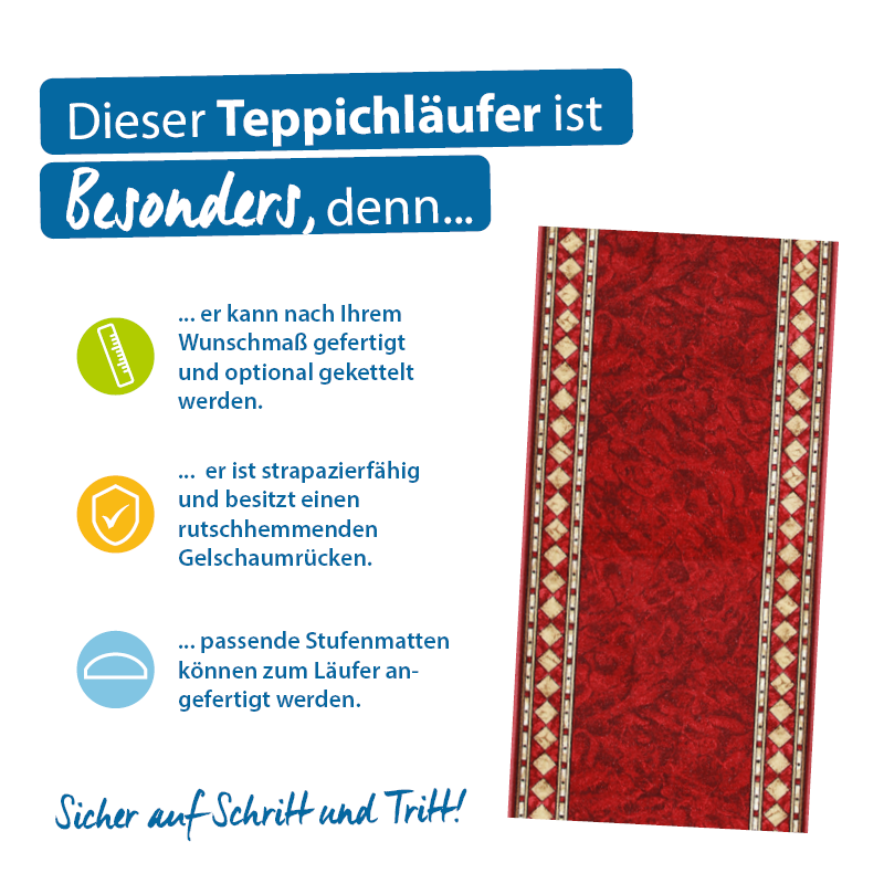 Teppichläufer Cheops Meterware Feinschlingen klassisches Design