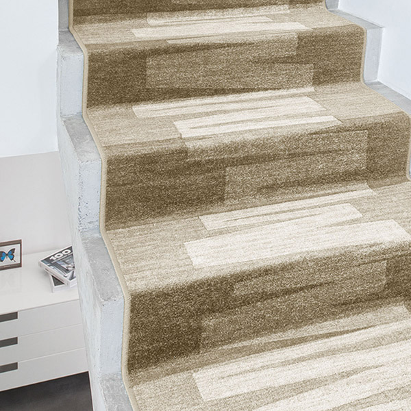 Teppichläufer Via Veneto Meterware Frisé-Oberfläche Streifen Optik