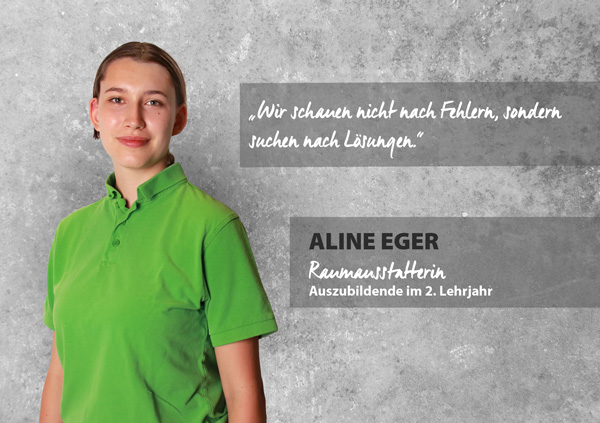 Portrait Aline Eger, Raumausstatterin im zweitem Lehrjahr.
