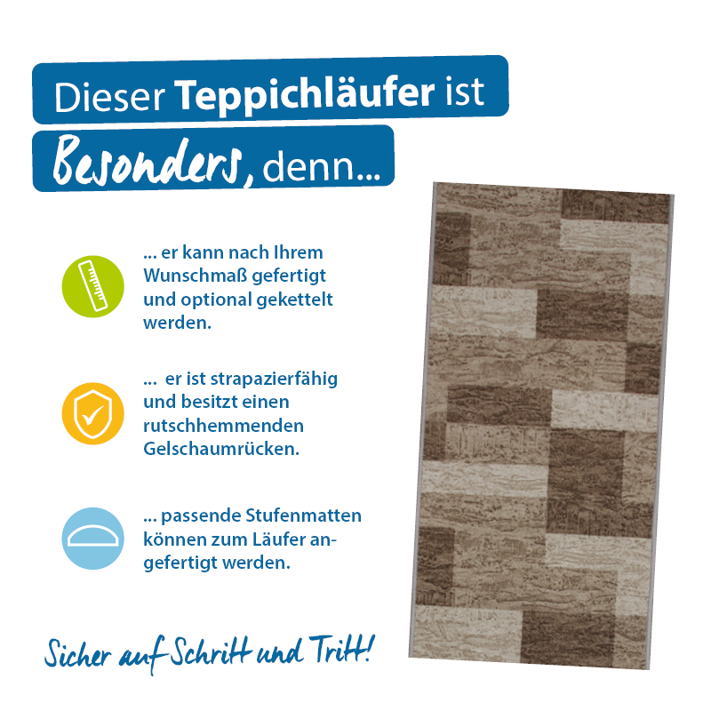 Teppichläufer Icona Meterware Feinschlingen modernes Design