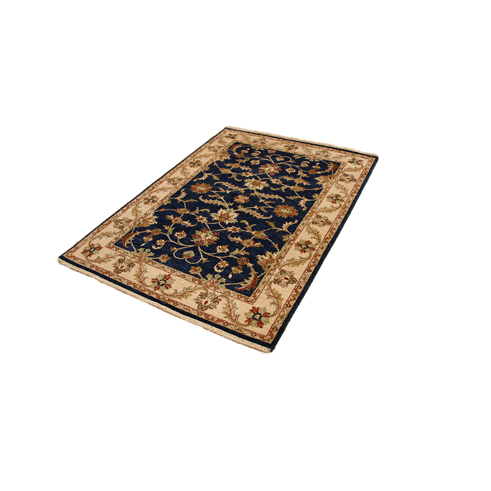 Teppich Indien Bhadohi Ziegler 125 X 180 blau beige