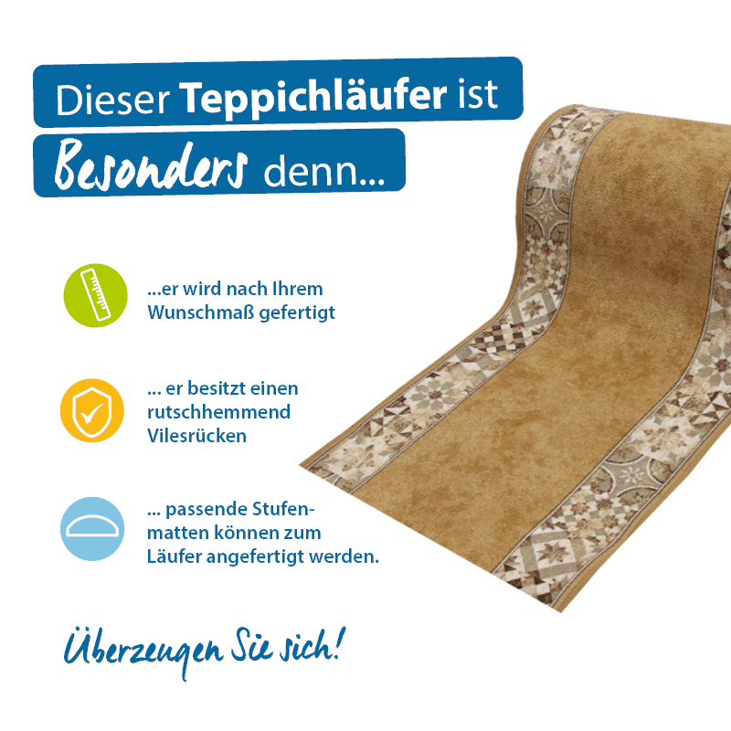 Teppichläufer Murcia Meterware Feinschlingen modernes Design