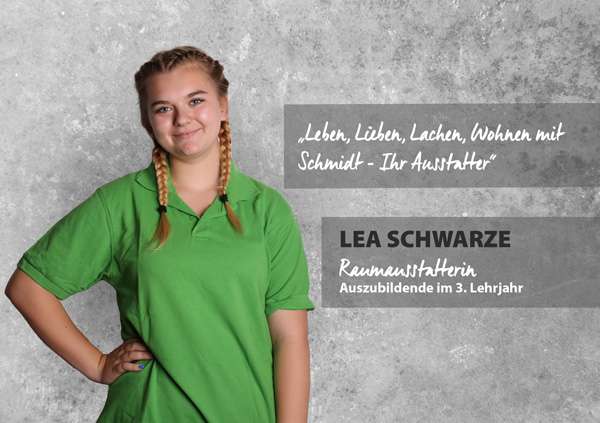 Portrait Lea Schwarze, Raumausstatterin im drittem Lehrjahr.