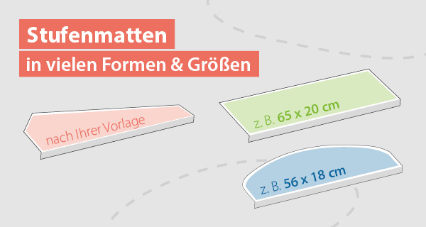 Stufenmatten nach Ihrem Wunschmaß und Ihrer Wunschform.