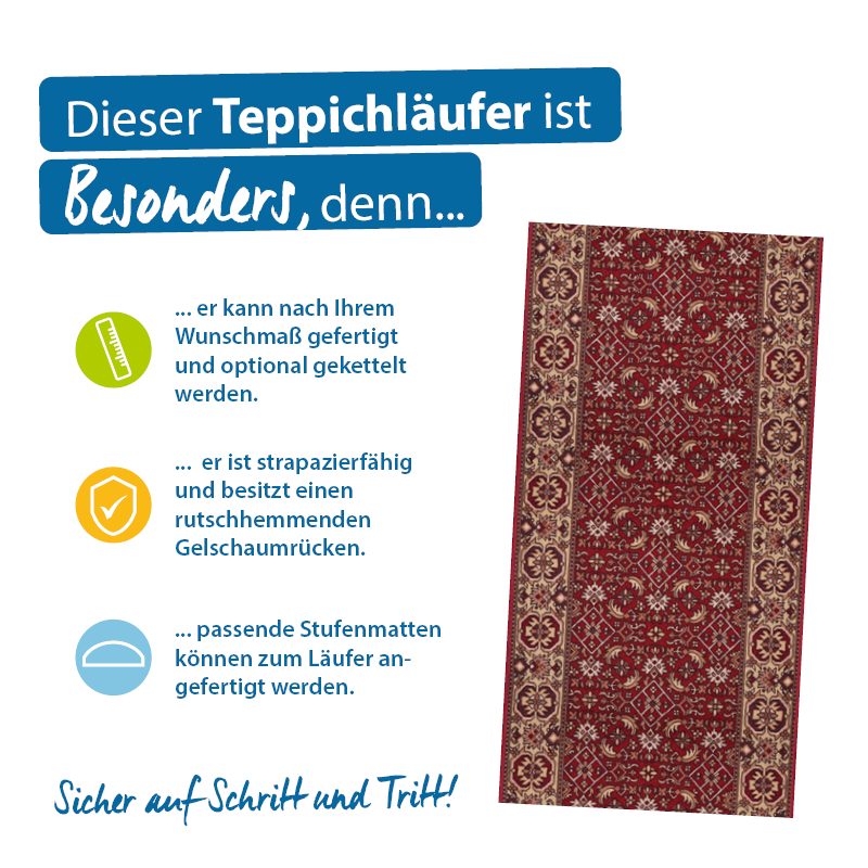 Teppichläufer Bidjar Meterware Feinschlingen klassisches Design