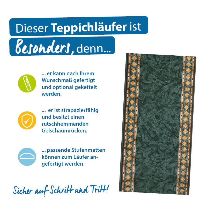 Teppichläufer Cheops Meterware Feinschlingen klassisches Design