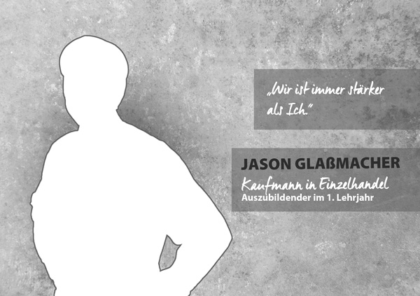 Portrait Jason Glaßmacher,Auszubildender Kaufmann im Einzelhandel
