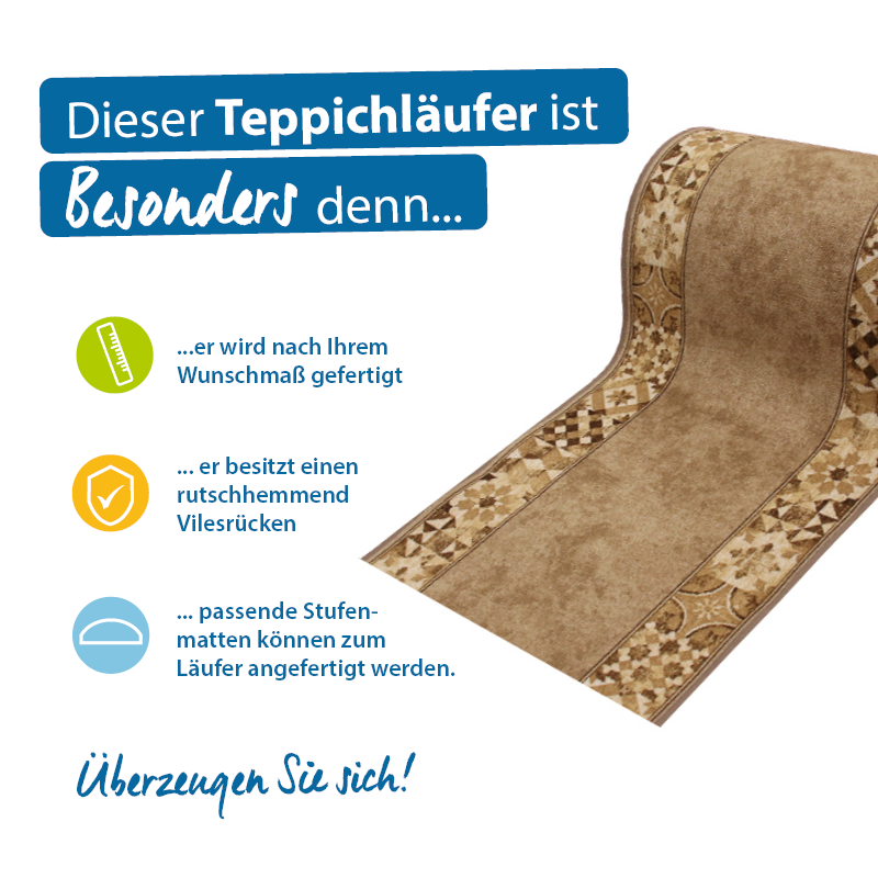 Teppichläufer Murcia Meterware Feinschlingen modernes Design