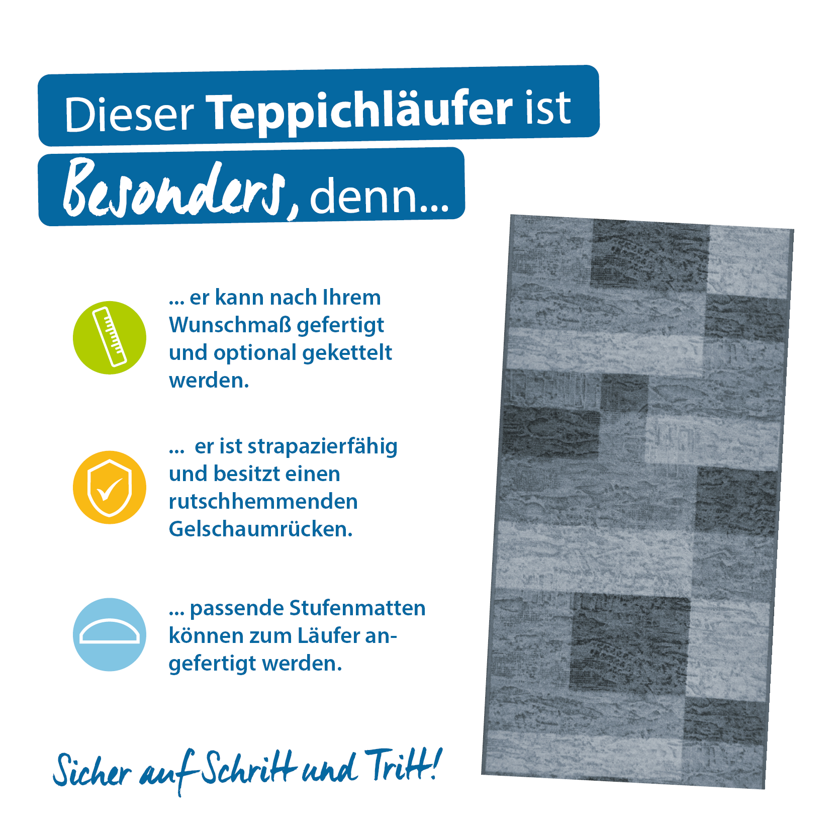 Teppichläufer Icona Meterware Feinschlingen modernes Design