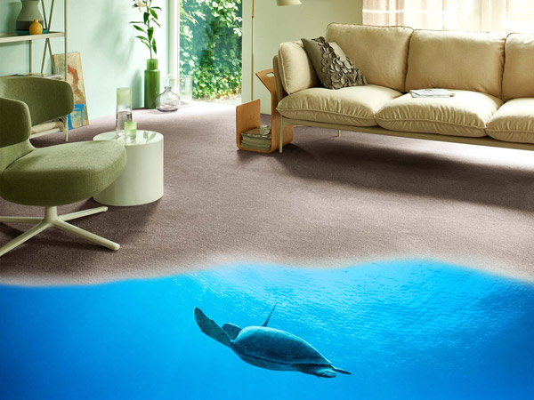 Zeigt einen Teppichboden der in den Ocean über geht