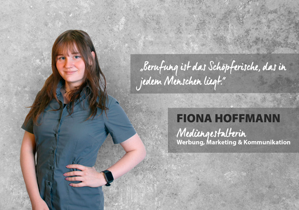 Portrait Fiona Hoffmann, professionelle Mediengestalterin.