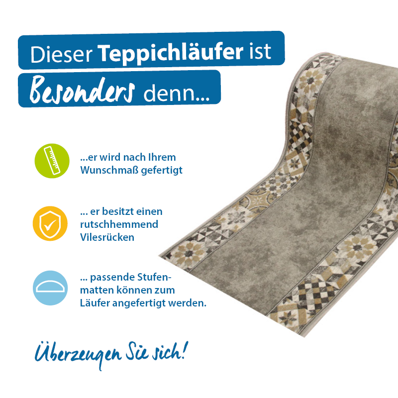 Teppichläufer Murcia Meterware Feinschlingen modernes Design