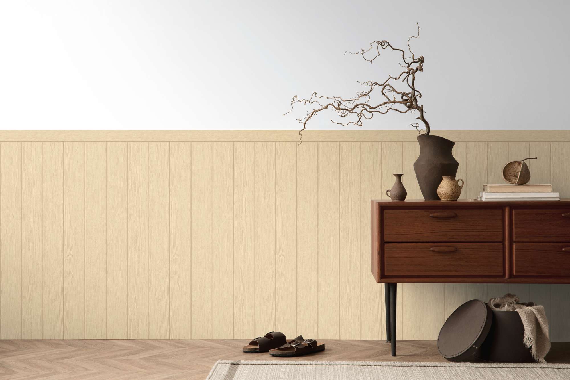 Vliestapete Wallpanel Wandpaneel Holzbalken-Optik 398033