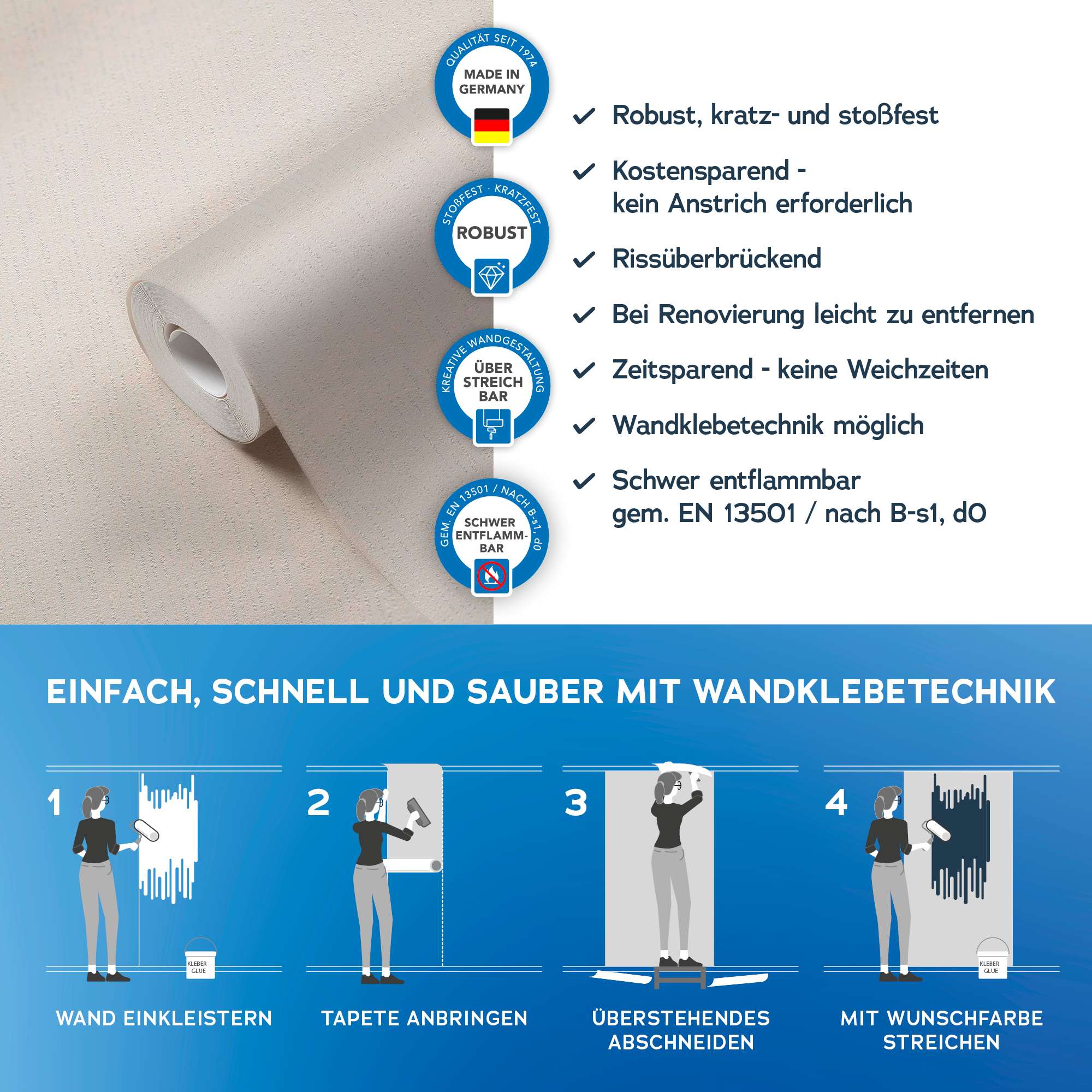 Vliestapete Meistervlies 8 Überstreichbare Strukturtapete Linienstruktur 563019