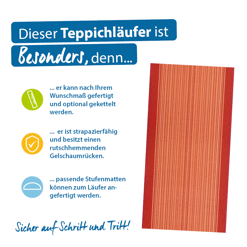 Teppichläufer Carnaby Meterware Feinschlingen Streifen Optik