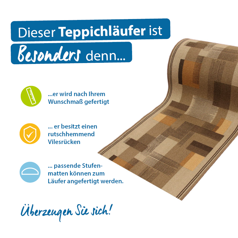 Teppichläufer Listra Meterware Feinschlingen modernes Design