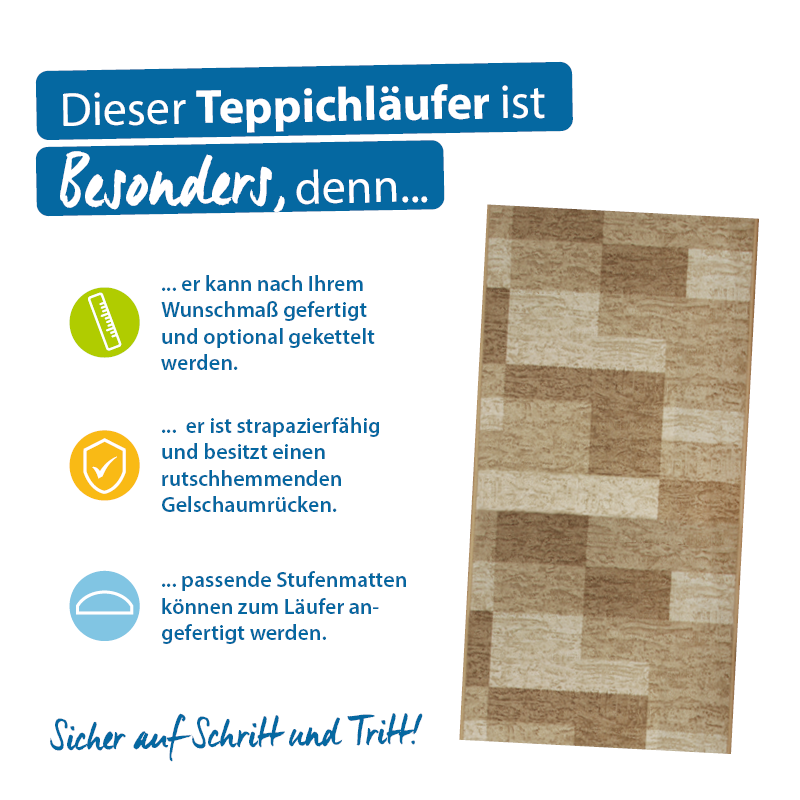 Teppichläufer Icona Meterware Feinschlingen modernes Design