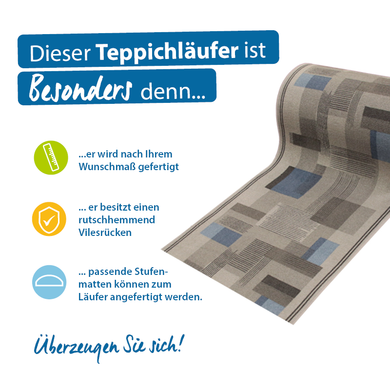 Teppichläufer Listra Meterware Feinschlingen modernes Design