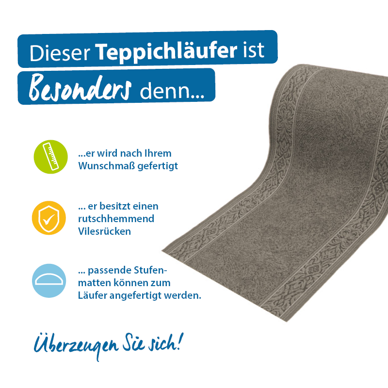 Teppichläufer St. Tropez Meterware Feinschlingen modernes Design